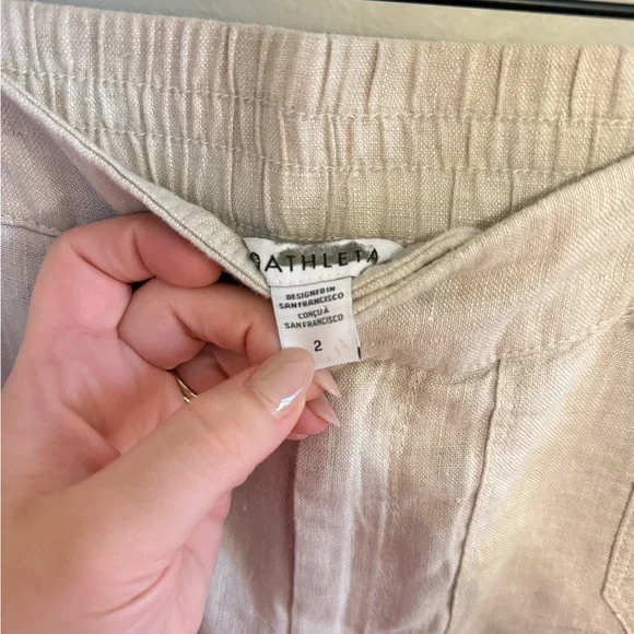 Athleta • NWT Voyager Linen Pant Sz 2 Beige High Rise Pockets Casual Coastal - Picture 13 of 13